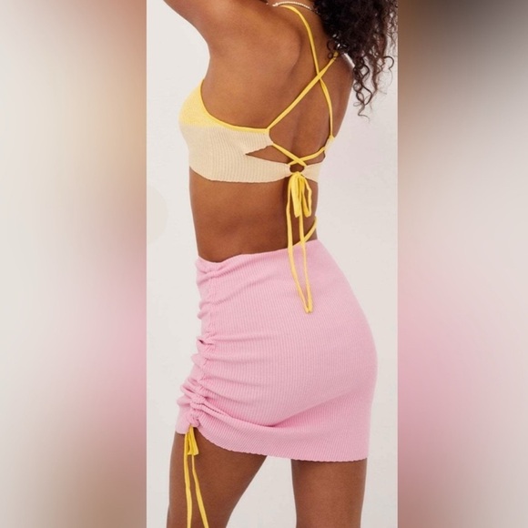 NWT For Love and Lemons Keisha Set NEW skirt and top two pieces sz S ribbed knit - Picture 4 of 13